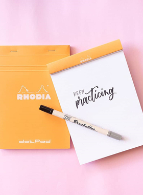 Rhodia法国罗地亚A5橙色上翻本点线设计手稿点阵本练习笔记