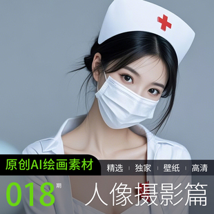 AI绘画写真人头像美女高清护士制服装 摄影素材图片手机电脑壁纸