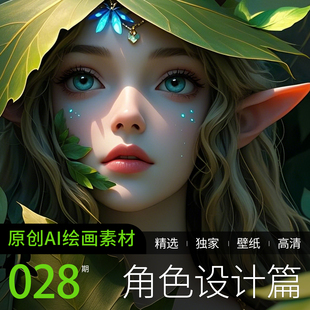 AI绘画参考精灵美女动漫角色设计游戏CG森系素材图片手机电脑壁纸