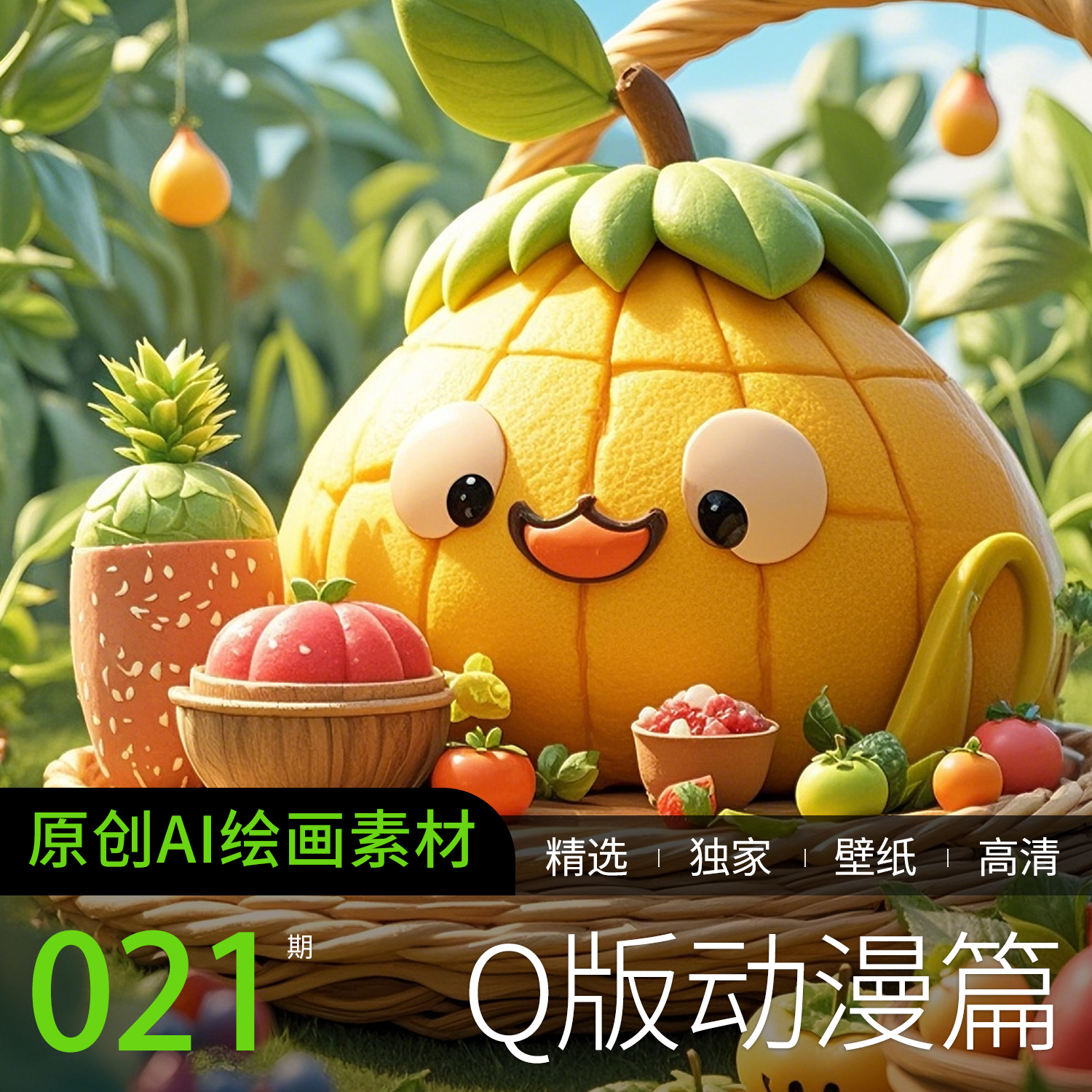 AI绘画手工水果玩具卡通动漫Q可爱头像素材背景图片手机电脑壁纸