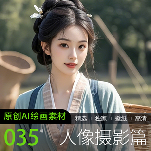 AI写真人头像美女古风小说短视频推文种田农妇汉服装饰素材手壁纸
