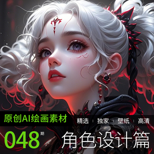 AI绘画参考高清美女动漫角色设计游戏CG哥特风红素材图片手机壁纸