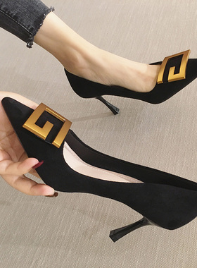 A.D Hepburn~高跟鞋女设计感小众气质法式尖头细跟职业通勤工作鞋