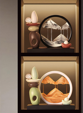 时来运转流沙画摆件欧式轻奢酒柜客厅办公室装饰品玄关3D立体沙漏