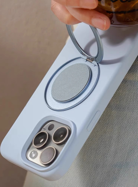 高级感支点支架液态硅胶适用VIVO指环X200手机壳X200PRO MINI车载无线充电360度可旋转简约奶蓝色潮牌软糯套