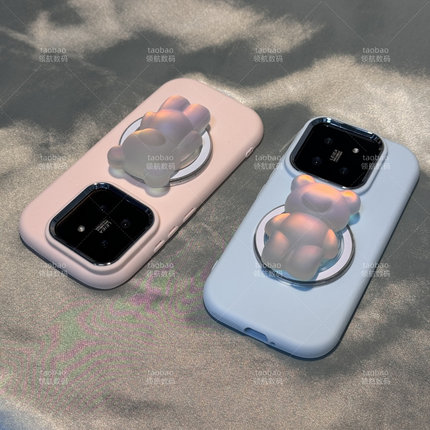 小熊渐变色镭射FINDX7磁吸OPPO支架Reno8PRO手机壳K12卡通7防摔9软5女A96磨砂8男6/10大孔11/A2新款A97套A58x