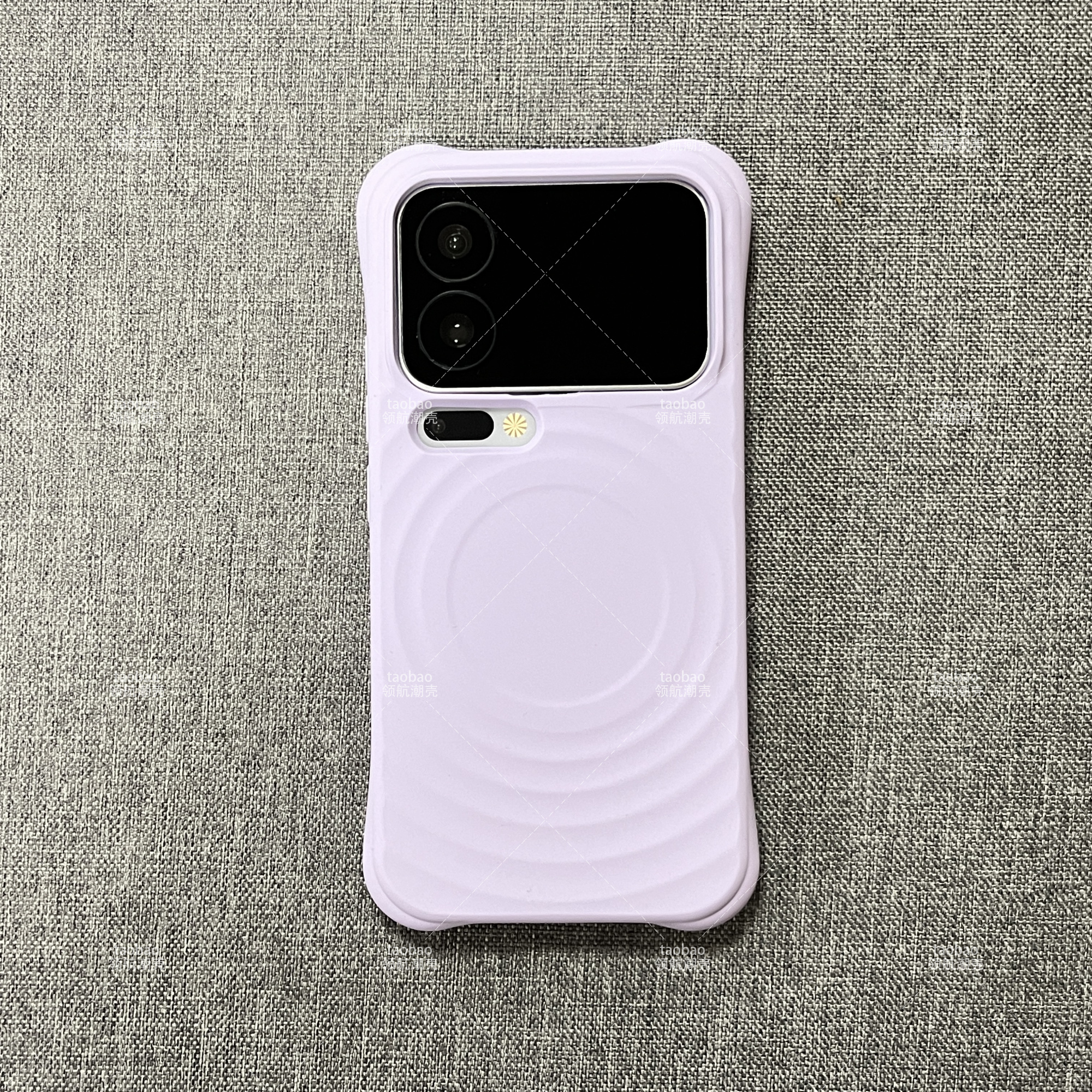 ins温柔浅紫色牛角波漾水波纹磁吸15小米17PROMAX手机壳13适用14高级感Mi17pro液态硅胶带挂孔软糯网红磨砂女