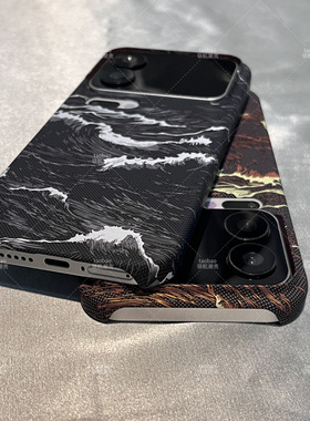 浪潮黑色凯夫拉纹冷淡风适用OPPO Find X9Spro手机壳Find X8S+/X9Ultra碳纤维纹pro碳纤维纹半包大孔镜头磨砂