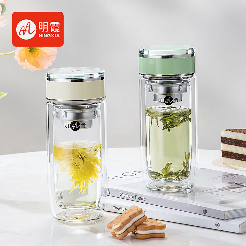 富光单双层玻璃杯女高颜值鹅蛋杯透明水杯礼品杯子定制泡茶杯