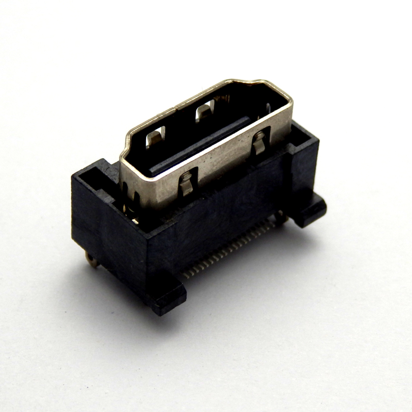 HDMI立贴HDMI19P公座立式SMT贴片六脚定位高清传输插座连接器接口