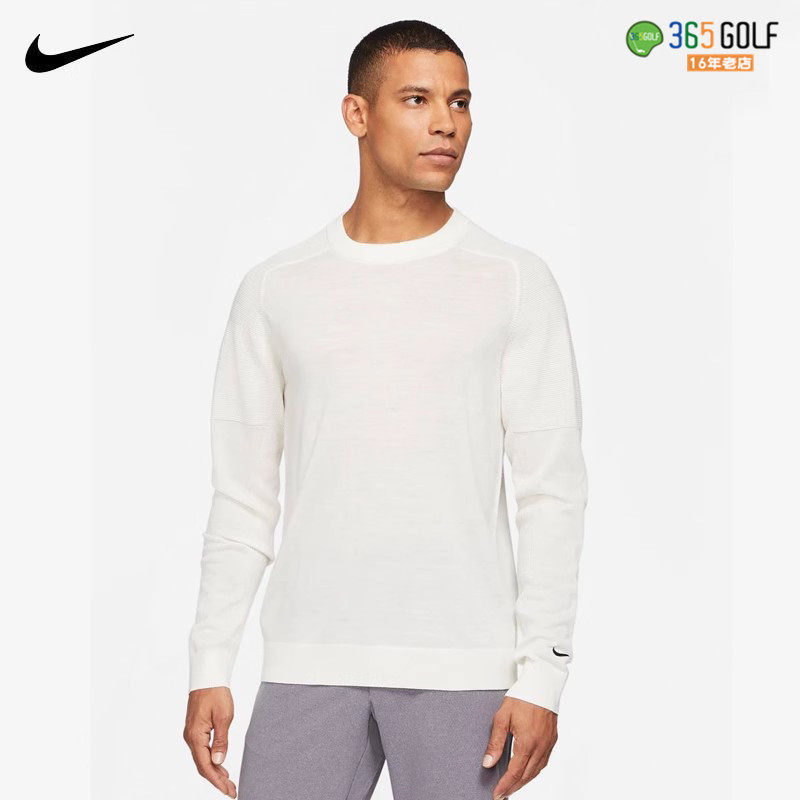 Nike TW男子针织功能性高尔夫服装男长袖运动毛衫新款T恤秋季白色