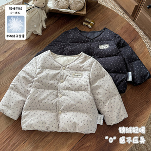 婴幼儿加厚羽绒内胆女宝碎花短款羽绒服女童秋冬款白鸭绒外套 a类