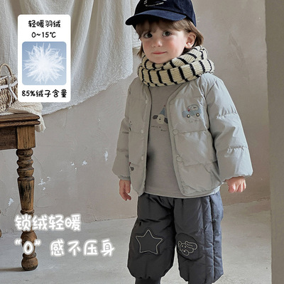 婴儿羽绒内胆秋冬新款男宝卡通轻薄白鸭绒外套男童保暖外出服 a类