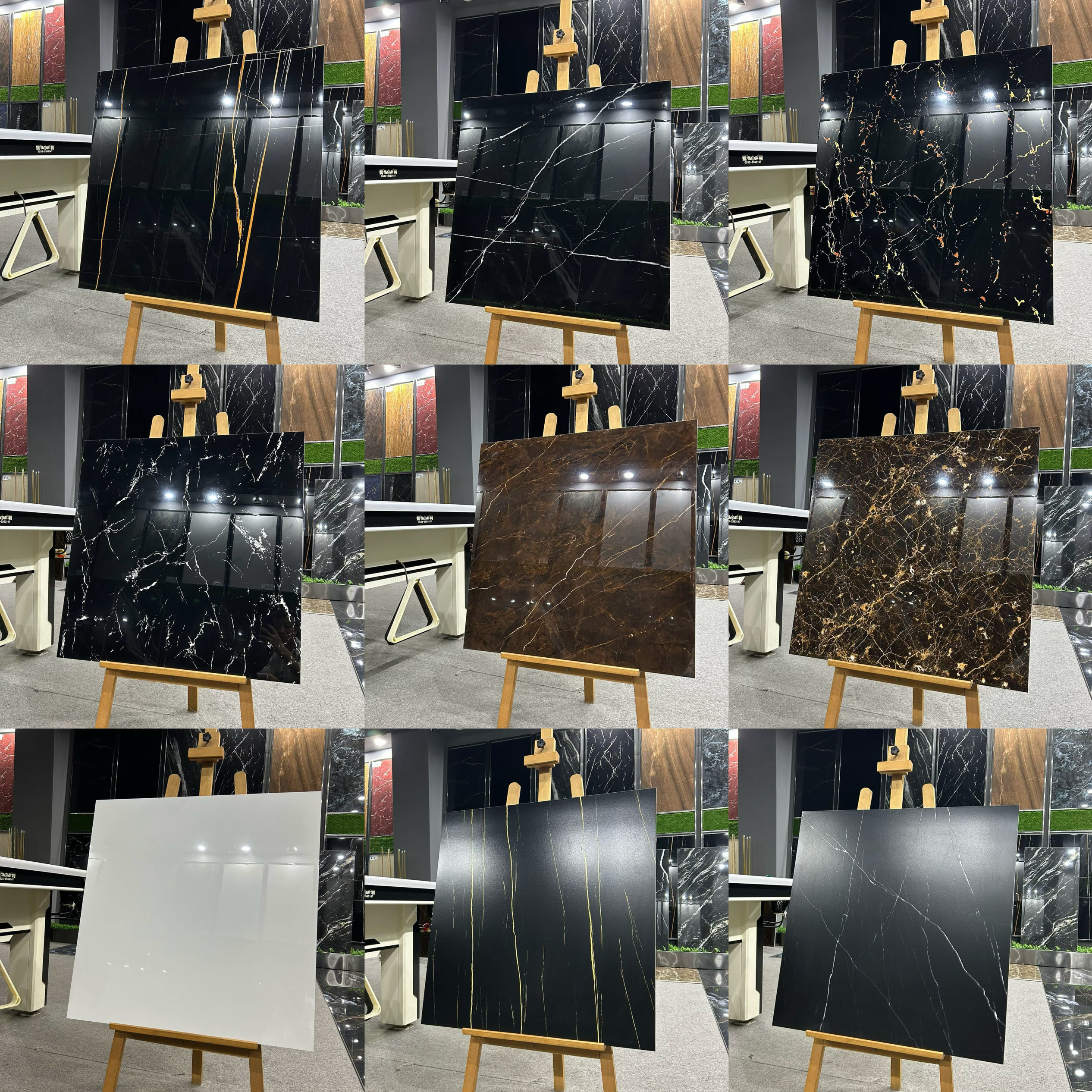 深色亮光全抛釉地砖欧式6008001200瓷砖黑金花地板砖背景黑白根
