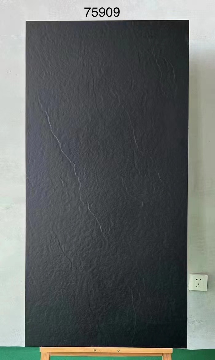 黑色天脉岩7501500地砖800青石板岩餐厅车库防滑砖通体砖工程大板