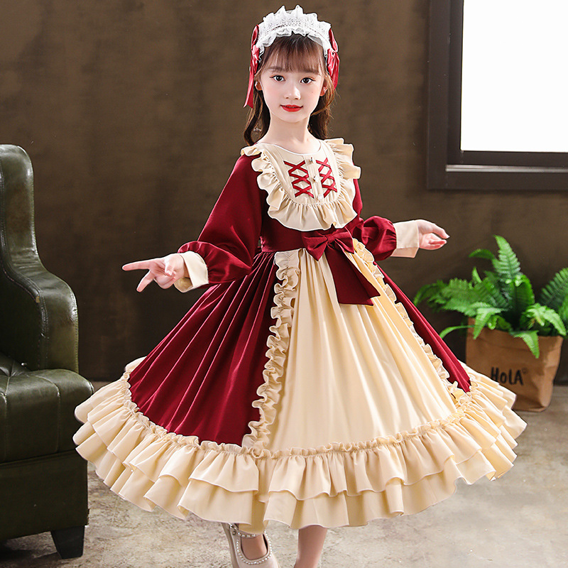 2022 girls spring and autumn new Lolita princess skirt Japanese lovely sweet middle-aged childrens dress in stock