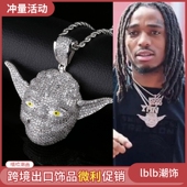 migos同款 高端卡通吊坠欧美嘻哈配饰ins满钻锆石潮男士 项链hiphop