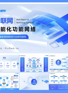 20页蓝色多逻辑架构企业物联网市场调研报告PPT