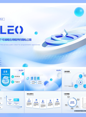 9页ALEO项目介绍PPT区块链大数据科技互联网科技感工作总结述职