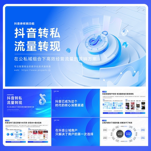 《公私域组合流量经营方案》蓝色抖音券核销功能25页PPT模板