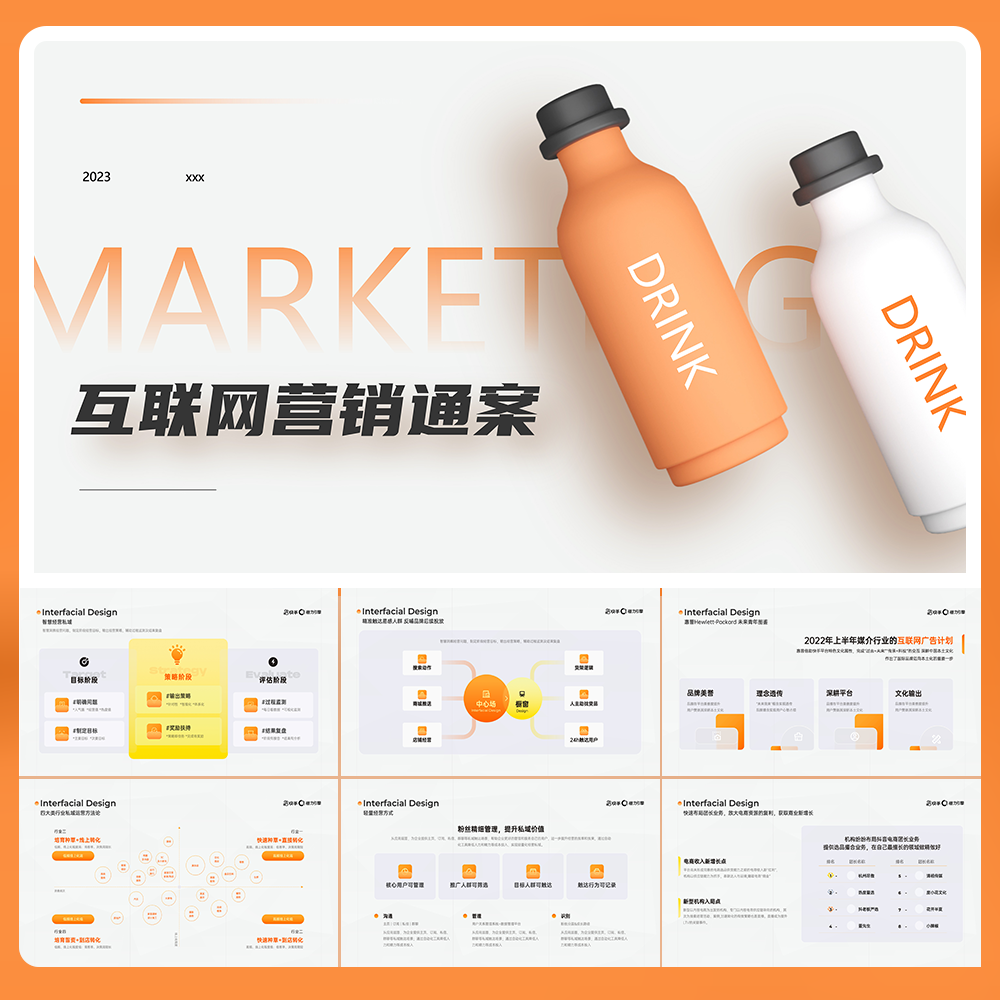 19页橙色互联网产品品牌营销商业计划晋升报告逻辑图PPT模版