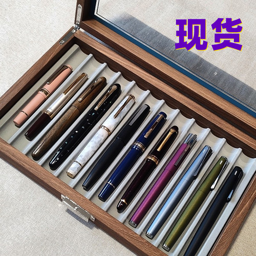 胡桃木纹色钢笔复古好看好收纳盒