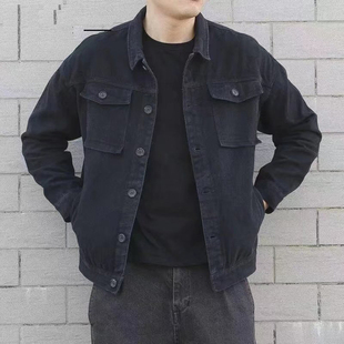 复古轻熟牛仔衬衫 美式 外套法式 飞行员夹克男多口袋工装 工作服 短款