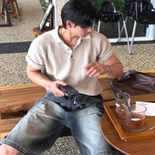 老钱风华夫格插肩短袖 冷感蜂窝马球衫 男美式 复古纹理感镂空polo衫