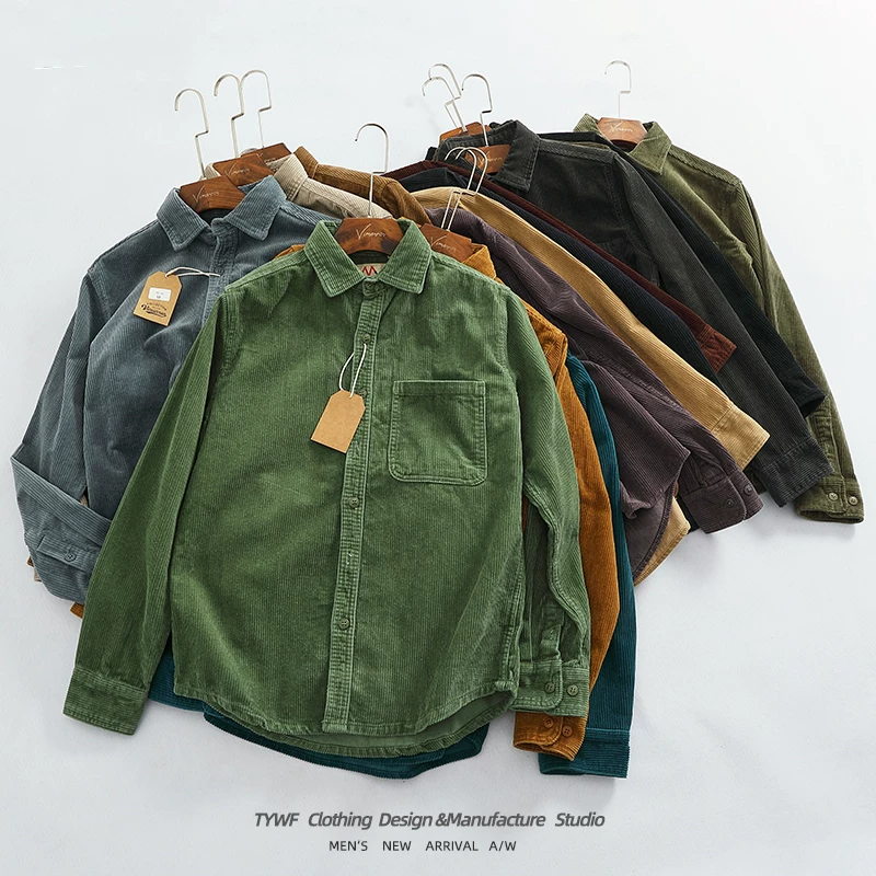 欧货跨境灯芯绒衬衫男美式复古口袋款长袖开衫条绒休闲工装衬衣潮,男装,衬衫,淘宝优惠券,粉丝福利购,淘宝优惠卷