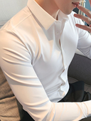 男高级感修身 长袖 商务正装 轻熟风纯色衬衫 职业衬衣免烫抗皱寸衫 潮