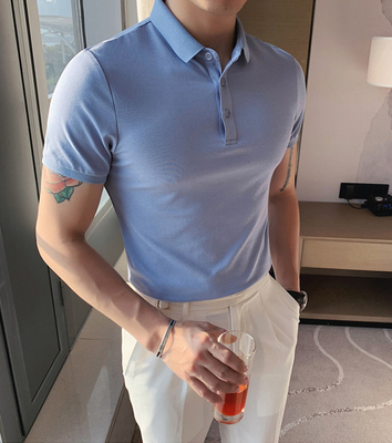 菠萝格polo衫高级感修身翻领短袖