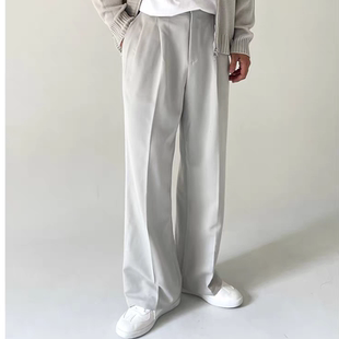 裤 美式 商务休闲通勤西装 男免烫抗皱宽松直筒长裤 潮 高个子浅灰西裤