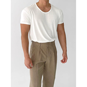 松弛感丝滑免烫冰丝速干衫 索罗娜凉感t恤男u型大领口宽松短袖 美式