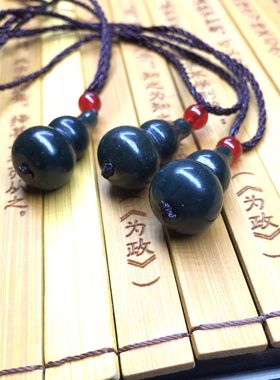 天然正品新疆和田玉青玉葫芦精致精美玉石小葫芦吊坠车挂纳福雕刻