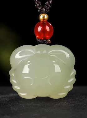 天然和田玉螃蟹.八方来财玉石吊坠晴水螃蟹挂件玉坠玉佩项链