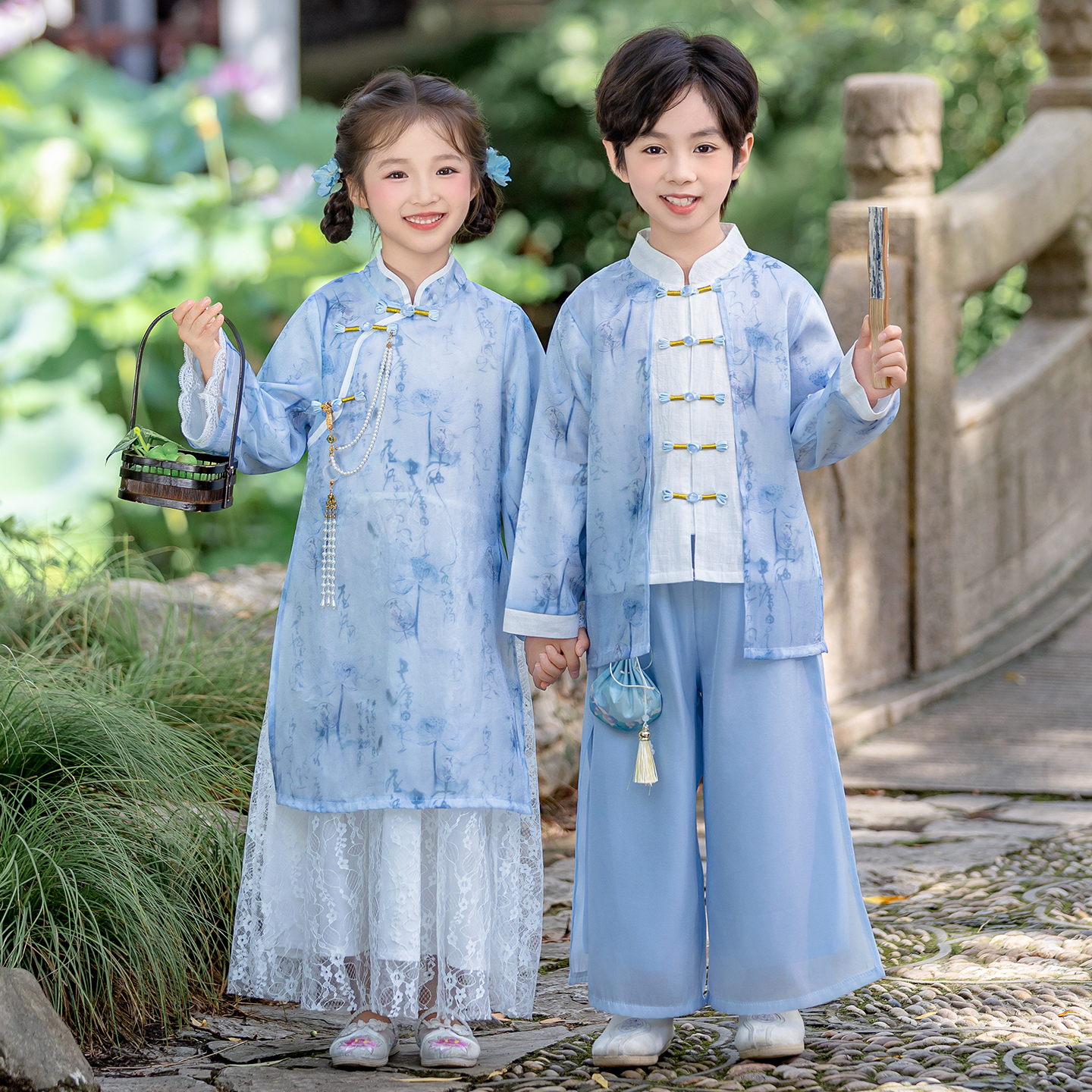 男童汉服新中式女童唐装春秋套装
