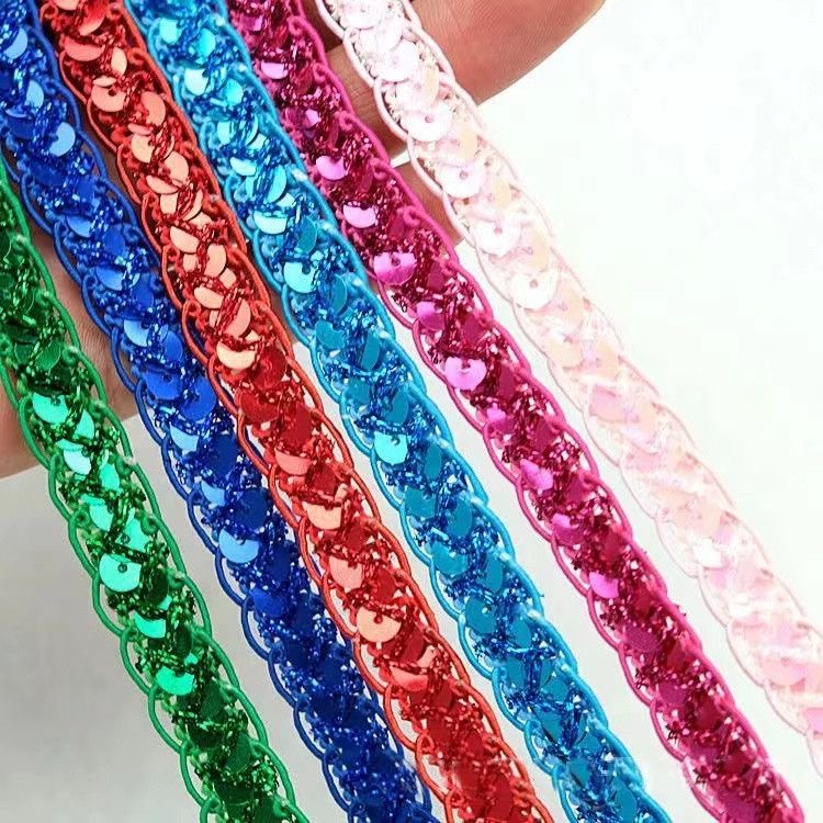 1cm亮片花边演出民族丝带服装配饰辅料DIY涤纶金银丝亮片装饰边