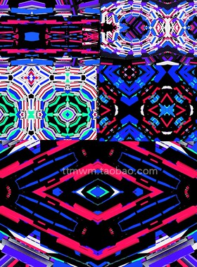 4个抽象蓝白色万花洞灯循环动态动画视频素材VJloop 舞台背景大屏