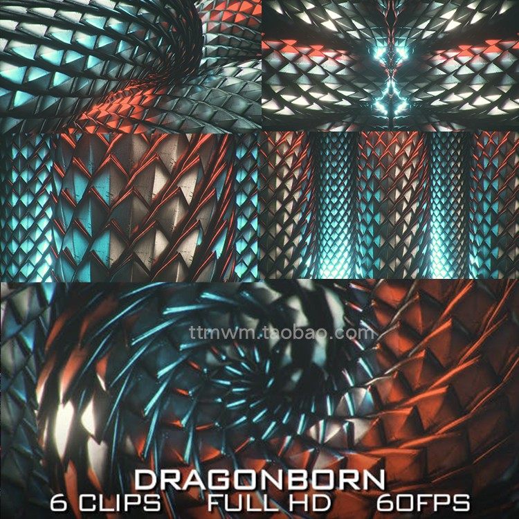 6个金属质感龙鳞蛇鳞无缝循环动画视频素材vjloop舞台背景60fps