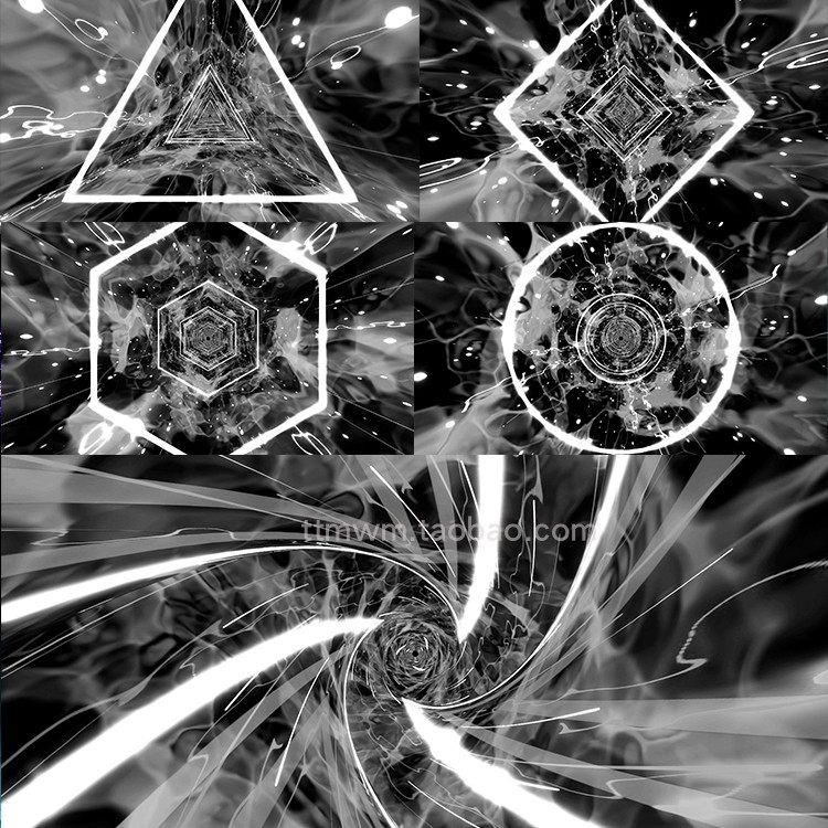 12个黑白隧道tunnels 动感循环动画舞台背景大屏幕视频素材vjloop