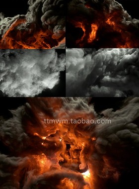 3个红色火焰烟雾风暴爆炸舞台背景3d动画动态视频素材background