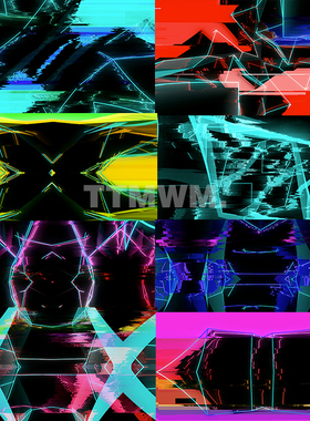 10个彩色频闪故障怀信号vjloop动感节奏舞台视频素材Distorted 2