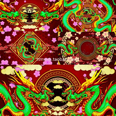 3个中国龙喜庆龙图腾循环视频素材VJloop舞台背景大屏幕Dragon