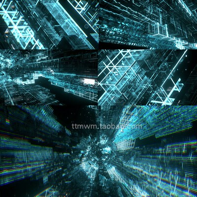 3个4k工业太空未来隧道动感节奏舞台背景3d动画视频素材 Vj loops