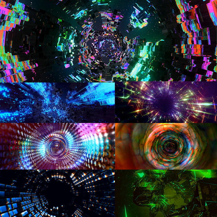 9个梦幻迷幻时空隧道穿梭vj视频素材 dxv编码vjloop 大屏led背景