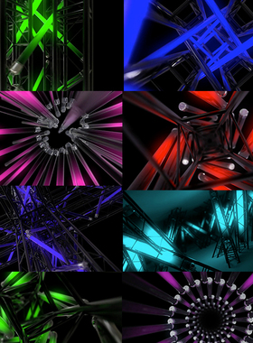 25个Resolume官网动画视频素材vjloop3D霓虹灯管NeonStructures