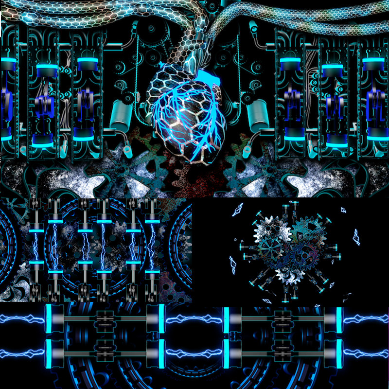 4个机械心脏动感无限循环vjloop舞台背景视频素材Techno Heart