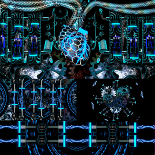 4个机械心脏动感无限循环vjloop舞台背景视频素材Techno Heart