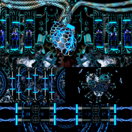 4个机械心脏动感无限循环vjloop舞台背景视频素材Techno Heart