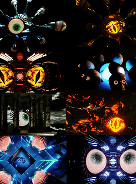 30个Resolume官网VJLOOP金属眼睛恐怖黑暗神秘视频素材FreakShow